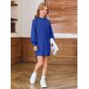 Haloumoning Girls Oversized Sweater Dress Kids Fall Long Lantern Sleeve Ribbed Knit Pullover Dresses(Royal Blue)