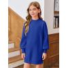 Haloumoning Girls Oversized Sweater Dress Kids Fall Long Lantern Sleeve Ribbed Knit Pullover Dresses(Royal Blue)