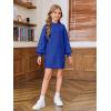 Haloumoning Girls Oversized Sweater Dress Kids Fall Long Lantern Sleeve Ribbed Knit Pullover Dresses(Royal Blue)