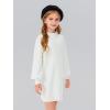 Haloumoning Girls Oversized Sweater Dress Kids Fall Long Lantern Sleeve Ribbed Knit Pullover Dresses(White)