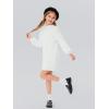 Haloumoning Girls Oversized Sweater Dress Kids Fall Long Lantern Sleeve Ribbed Knit Pullover Dresses(White)