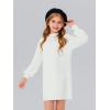 Haloumoning Girls Oversized Sweater Dress Kids Fall Long Lantern Sleeve Ribbed Knit Pullover Dresses(White)