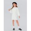 Haloumoning Girls Oversized Sweater Dress Kids Fall Long Lantern Sleeve Ribbed Knit Pullover Dresses(White)
