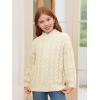 Haloumoning Girls Pullover Sweaters Kids Cute Cable Knit Long Sleeve Crewneck Chunky Jumper Tops 5-14 Years(Beige)