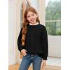 Haloumoning Girls Pullover Sweaters Kids Cute Cable Knit Long Sleeve Crewneck Chunky Jumper Tops 5-14 Years(Black)