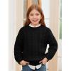 Haloumoning Girls Pullover Sweaters Kids Cute Cable Knit Long Sleeve Crewneck Chunky Jumper Tops 5-14 Years(Black)