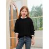 Haloumoning Girls Pullover Sweaters Kids Cute Cable Knit Long Sleeve Crewneck Chunky Jumper Tops 5-14 Years(Black)