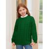 Haloumoning Girls Pullover Sweaters Kids Cute Cable Knit Long Sleeve Crewneck Chunky Jumper Tops 5-14 Years(Green)