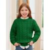 Haloumoning Girls Pullover Sweaters Kids Cute Cable Knit Long Sleeve Crewneck Chunky Jumper Tops 5-14 Years(Green)