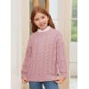 Haloumoning Girls Pullover Sweaters Kids Cute Cable Knit Long Sleeve Crewneck Chunky Jumper Tops 5-14 Years(Pink)