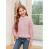Haloumoning Girls Pullover Sweaters Kids Cute Cable Knit Long Sleeve Crewneck Chunky Jumper Tops 5-14 Years(Pink)