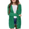 Girls Cardigans Kids Fashion Open Front Long Sleeve Knit Sweaters Outerwear with Pockets 5-14 Years(Green)