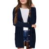 Girls Cardigans Kids Fashion Open Front Long Sleeve Knit Sweaters Outerwear with Pockets 5-14 Years(Navy Blue)