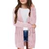 Girls Cardigans Kids Fashion Open Front Long Sleeve Knit Sweaters Outerwear with Pockets 5-14 Years(Pink)