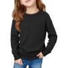 Haloumoing Girls Long Sleeve Sweaters Kids Casual Crew Neck Knit Cute Fall Pullover Tops 5-14 Years(Black)