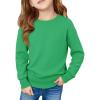 Haloumoing Girls Long Sleeve Sweaters Kids Casual Crew Neck Knit Cute Fall Pullover Tops 5-14 Years(Green)