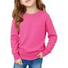 Haloumoing Girls Long Sleeve Sweaters Kids Casual Crew Neck Knit Cute Fall Pullover Tops 5-14 Years(Rose Red)
