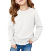 Haloumoing Girls Long Sleeve Sweaters Kids Casual Crew Neck Knit Cute Fall Pullover Tops 5-14 Years(White)