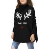 Haloumoning Girls Christmas Sweater Kids Oversized Turtleneck Cute Reindeer Sweaters with Side Slit(Black)