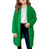 Haloumoning Girls Long Cardigan Sweaters Kids Oversized Open Front Knit Outerwear with Pockets 5-14 Years(Green)