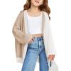 Haloumoning Girls Oversized Batwing Sleeve Cardigan Sweaters Kids Fashion Open Front Color Block Outerwear(Khaki)