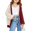 Haloumoning Girls Oversized Batwing Sleeve Cardigan Sweaters Kids Fashion Open Front Color Block Outerwear(Wine Red)