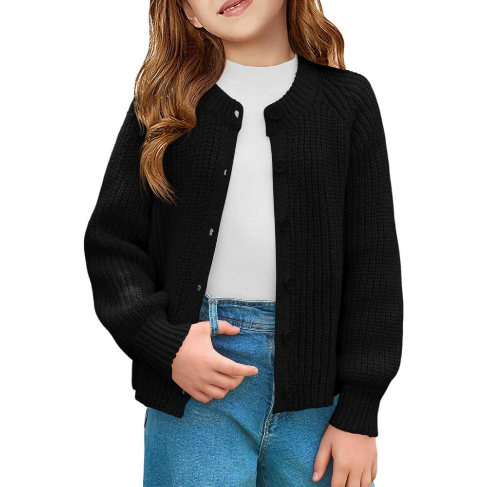 image:imageHaloumoning Girls Cardigan Button Down Long Sleeve Chunky Knit Sweater Fall Cute Outerwear Coat 514YBlack