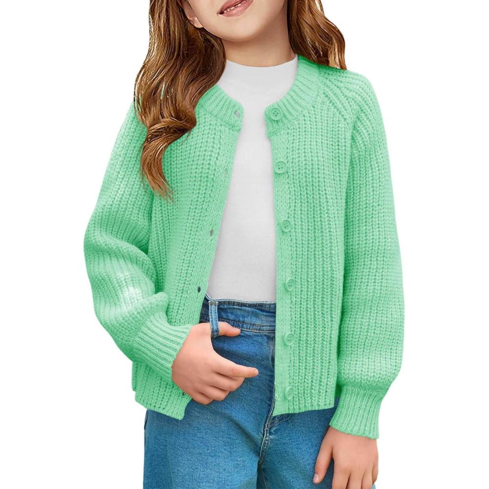 image:imageHaloumoning Girls Cardigan Button Down Long Sleeve Chunky Knit Sweater Fall Cute Outerwear Coat 514YMint Green