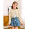 Girls Long Sleeve Bolero Cardigan Sweater Kids Cute Button Knit Shrug Cropped Sweaters Tops(Beige)