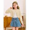 Girls Long Sleeve Bolero Cardigan Sweater Kids Cute Button Knit Shrug Cropped Sweaters Tops(Beige)