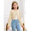 Girls Long Sleeve Bolero Cardigan Sweater Kids Cute Button Knit Shrug Cropped Sweaters Tops(Beige)