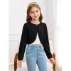Girls Long Sleeve Bolero Cardigan Sweater Kids Cute Button Knit Shrug Cropped Sweaters Tops(Black)