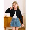 Girls Long Sleeve Bolero Cardigan Sweater Kids Cute Button Knit Shrug Cropped Sweaters Tops(Black)