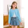 Girls Long Sleeve Bolero Cardigan Sweater Kids Cute Button Knit Shrug Cropped Sweaters Tops(Blue)