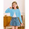 Girls Long Sleeve Bolero Cardigan Sweater Kids Cute Button Knit Shrug Cropped Sweaters Tops(Blue)