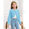 Girls Long Sleeve Bolero Cardigan Sweater Kids Cute Button Knit Shrug Cropped Sweaters Tops(Blue)