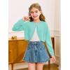 Girls Long Sleeve Bolero Cardigan Sweater Kids Cute Button Knit Shrug Cropped Sweaters Tops(Green)