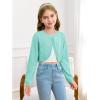 Girls Long Sleeve Bolero Cardigan Sweater Kids Cute Button Knit Shrug Cropped Sweaters Tops(Green)