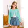 Girls Long Sleeve Bolero Cardigan Sweater Kids Cute Button Knit Shrug Cropped Sweaters Tops(Green)