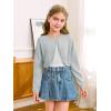 Girls Long Sleeve Bolero Cardigan Sweater Kids Cute Button Knit Shrug Cropped Sweaters Tops(Grey)