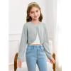 Girls Long Sleeve Bolero Cardigan Sweater Kids Cute Button Knit Shrug Cropped Sweaters Tops(Grey)