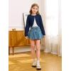 Girls Long Sleeve Bolero Cardigan Sweater Kids Cute Button Knit Shrug Cropped Sweaters Tops(Navy Blue)