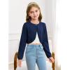 Girls Long Sleeve Bolero Cardigan Sweater Kids Cute Button Knit Shrug Cropped Sweaters Tops(Navy Blue)