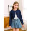 Girls Long Sleeve Bolero Cardigan Sweater Kids Cute Button Knit Shrug Cropped Sweaters Tops(Navy Blue)