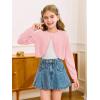 Girls Long Sleeve Bolero Cardigan Sweater Kids Cute Button Knit Shrug Cropped Sweaters Tops(Pink)
