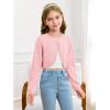 Girls Long Sleeve Bolero Cardigan Sweater Kids Cute Button Knit Shrug Cropped Sweaters Tops(Pink)
