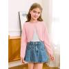 Girls Long Sleeve Bolero Cardigan Sweater Kids Cute Button Knit Shrug Cropped Sweaters Tops(Pink)