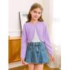 Girls Long Sleeve Bolero Cardigan Sweater Kids Cute Button Knit Shrug Cropped Sweaters Tops(Purple)