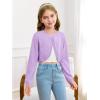 Girls Long Sleeve Bolero Cardigan Sweater Kids Cute Button Knit Shrug Cropped Sweaters Tops(Purple)