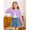 Girls Long Sleeve Bolero Cardigan Sweater Kids Cute Button Knit Shrug Cropped Sweaters Tops(Purple)